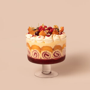 Peach Raspberry White Chocolate Trifle