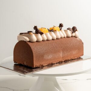 Chocolate, Caramel & Mandarin bûche de Noël (Yule Logs)