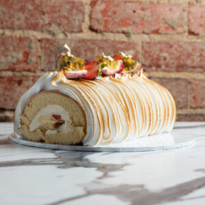 Passionfruit Meringue Strawberry Swiss Roll