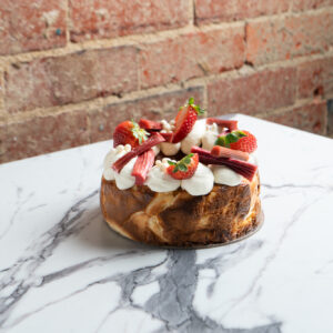 Basque Cheesecake (6 inch) with Mascarpone Cream & Candied Rhubarb