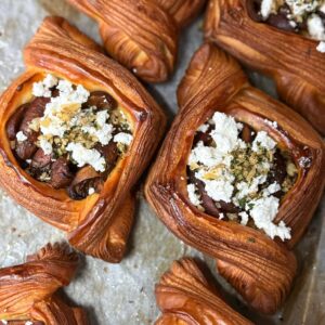 Miso Pine Mushroom Danish with Whipped Feta & Walnut Gremolata